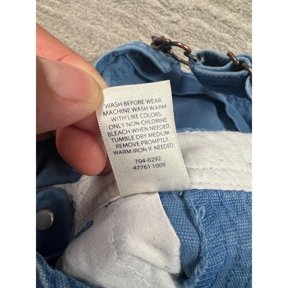 OshKosh B'gosh Shortalls Kids 18M Blue Cargo Canvas Overalls Vintage Utility